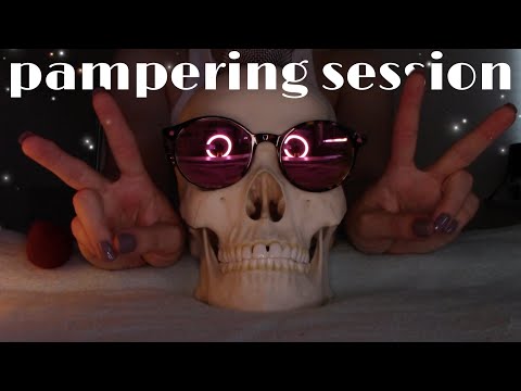 [ASMR] Brushing and Tapping on a SKULL 💀🌸 + whispered facts (no he's not real)