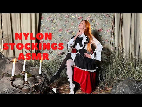 Nylon Black Thigh High Tights, Maid Outfit Try On. Reading in Stockings. Sleepy Beauty ASMR.