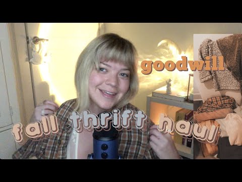 cozy thrift haul ASMR 🧡 fall tones at goodwill 🍂 (clothes for art projects) ft fabric scratching