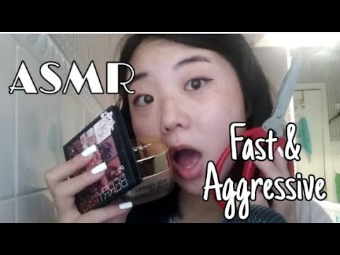 ASMR| FAST & AGGRESSIVE Makeup Application + Haircut + Skincare