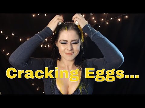 Cracking 15 Raw Eggs Over My Head 🥚 [ASMR] Crunching Sounds for Relaxation and Tingles!