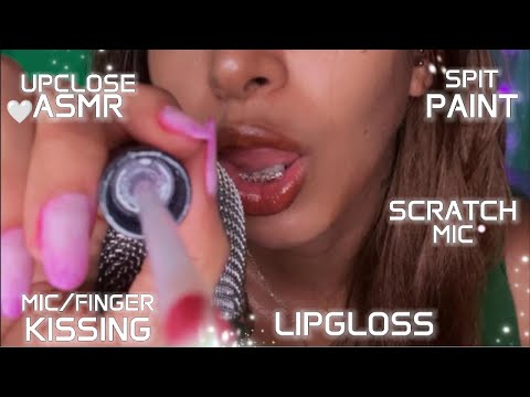 ASMR EATING and KISSING your EARS different TRIGGERS + WET mouth sounds SPIT PAINT 💙 #asmr #viral