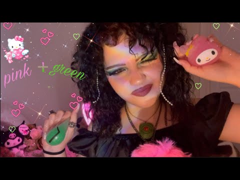 ASMR pink+green triggers₊‧꒰ა💗໒꒱‧₊|| eye exam, energy plucking,unpredictable triggers,screen tapping
