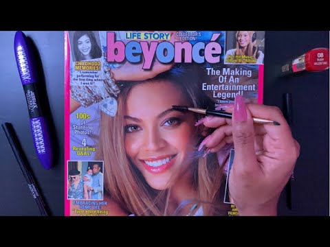 📖 ASMR 📖 Beyoncé Magazine | Page Flipping | Makeup | Tracing | Whispered