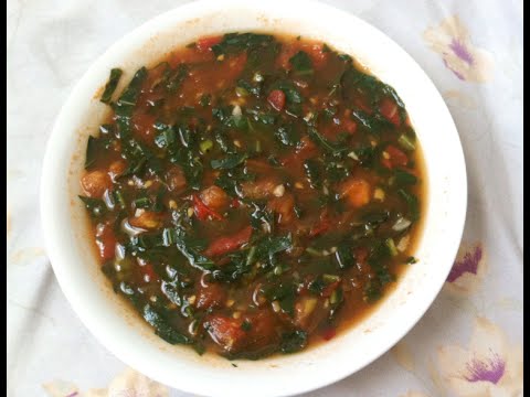 FAST FOOD: Spicy Collard Greens Tomato Based Soup!