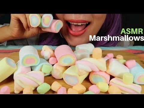 ASMR Rainbow Marshmallow Eating sound | 무지개 마쉬멜로우 먹방 | CURIE. ASMR