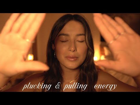 asmr reiki | plucking, pulling and pushing your thoughts away (inaudible whisper)