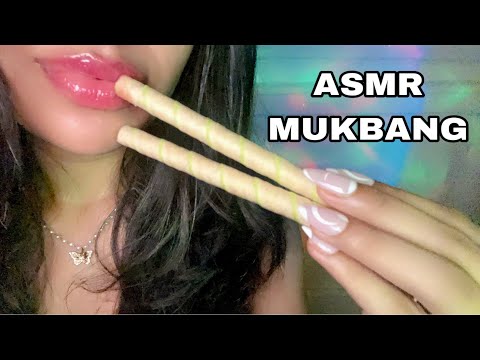 ASMR~ Mukbang Trying Snacks & Whisper Ramble (Sooo Many Mouth & Crunchy Sounds)