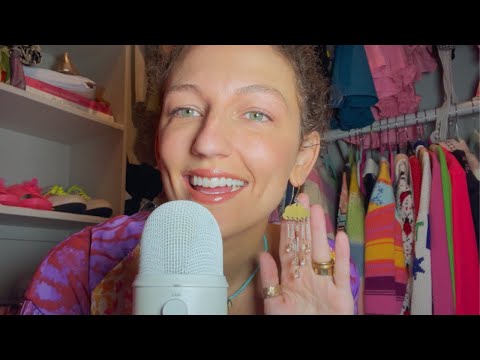 ASMR ~ SUPER CLOSE, gum chewing whispers with tingly jewelry sounds ☁️💜✨