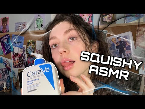 ASMR | Mouth Sounds Mixed w/ Lotion Sounds ( squishy mouth sounds, lipgloss application )