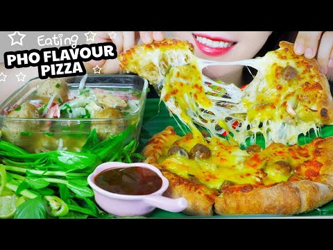ASMR PHO FLAVOUR PIZZA X PHO NOODLES SOUP (DONIMOS PIZZA) EATING SOUNDS | LINH-ASMR