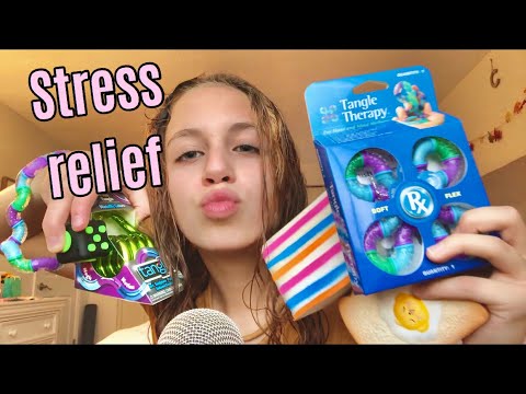 ASMR with Stress Relieving items! Tangle,squishy, fidget cube, more!