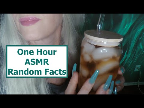 1 HOUR ASMR Gum Chewing Random Facts | Iced Tea Drinking, Whispered, Long Nails, Glass Tapping