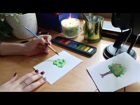 Christian ASMR | Watercolour Tree Painting Tutorial | Soft Spoken, Tapping, Mouth Sounds