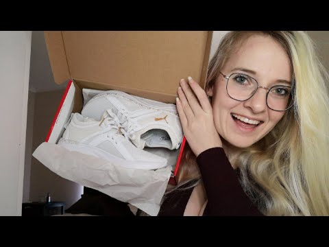 ASMR🤍 Unboxing My New PUMA Trainers (tapping & scratching)