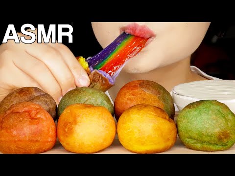 ASMR Rainbow Cheese Balls Eating Sounds Mukbang 무지개 치즈볼 먹방
