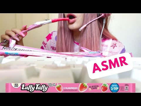 ASMR Eating a Strawberry Laffy Taffy Rope 🍓