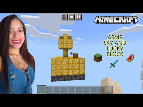 (ASMR PORTUGUÊS) MINECRAFT | Jogando Lucky Block (Sky Block)