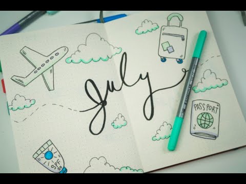 ASMR | July 2019 | Plan With Me! 📖 (Relaxing Bullet Journal Designing) 🖊