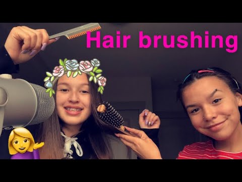 ASMR brushing my friends thick straight hair:)💛