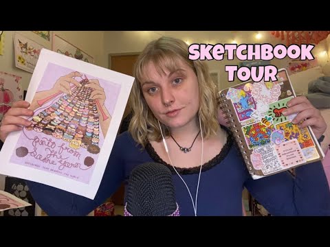 ASMR Tracing and Explaining my Sketch Books and Other Art! Tapping, Paper Sounds, and Rambling✨📒✏️