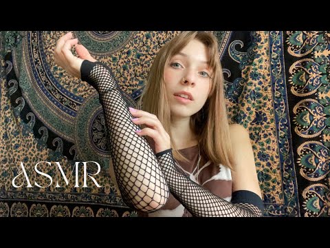 ASMR fishnet scratching, kisses, mouth sounds, hair play ✨