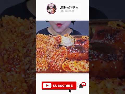 #shortvideo eating spicy squid with enoki mushroom with #linhasmr