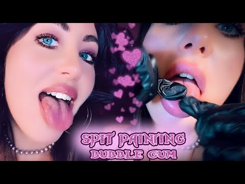 ASMR {Spit Painting with Bubble Gum and Gloves} Intense Mouth Sounds For Your Deep Relaxation 😋🤤😴