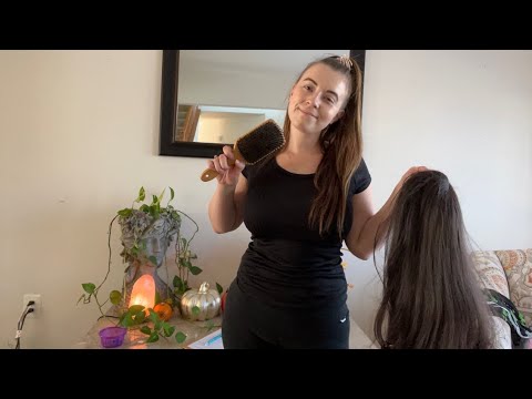 ASMR Halloween Role Play (2/5): Installing Your Lace Front Wig (real hair brushing and clipping)