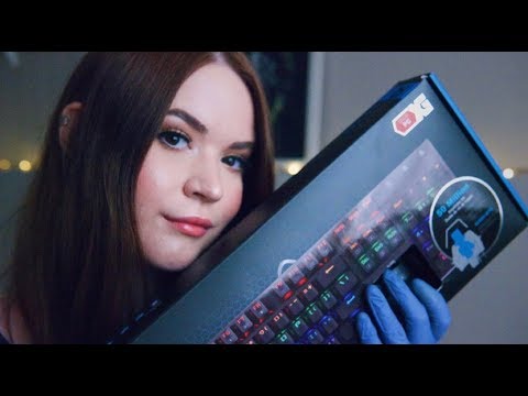 [ASMR] ⌨💤 Sleepy Mechanical Keyboard Unboxing with Nitrile Gloves (Tapping, tracing, button sounds)