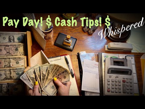 ASMR~Retro Cash tip payouts! (Whispered) Cash & coin count~Account of food servers tips~Old school.