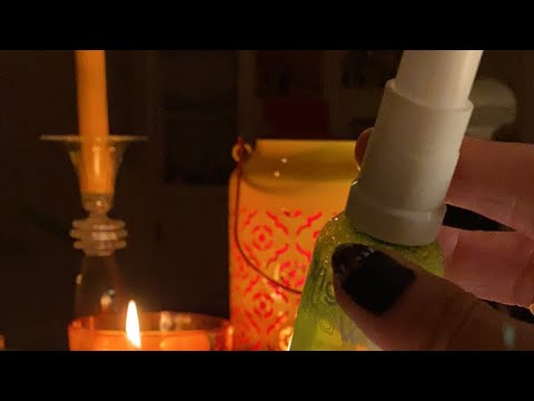 ASMR sleepy whispers with candlelight, lens brushing, tapping and other wotnots