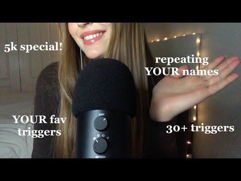 ASMR | OUR 5K CELEBRATION | repeating my subscribers names with their favourite triggers! | 2 HOURS