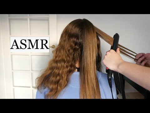 ASMR Soothing Hair Straightening Session (hair play, hair brushing, styling, spraying, no talking)