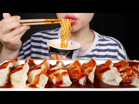 ASMR Noodles For a Week #1 | Fire Buldak Cup Noodles and Dumplings | Eating Sounds Mukbang