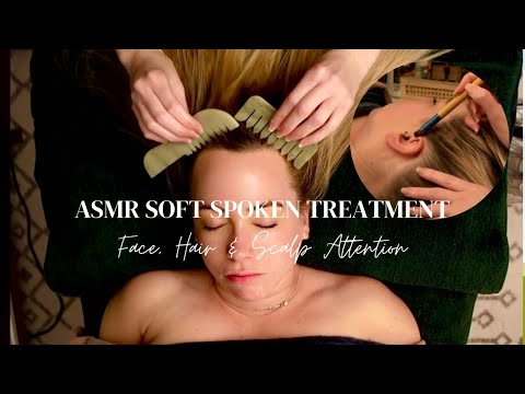 Real Person ASMR Face, Neck, Scalp & Hair Attention | Scalp Scaling, Jade Combs & Facial Soft Spoken