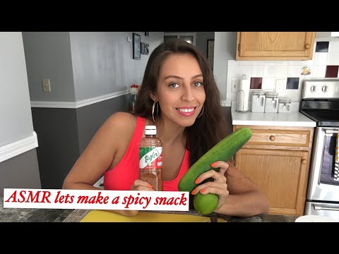 ASMR Lets make a SPICY 🌶 snack (cucumber scratching, tajin, and lime squeezing)