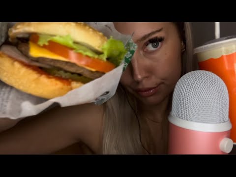 ASMR Eating a cheeseburger & fries (MUKBANG)
