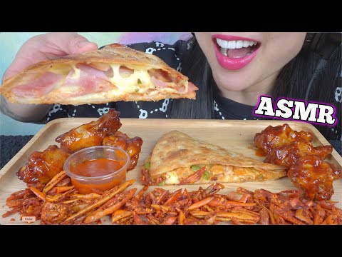 ASMR PIZZA HUT + CHICKEN WINGS + FRIED CHILI (EATING SOUNDS) LIGHT WHISPERS | SAS-ASMR
