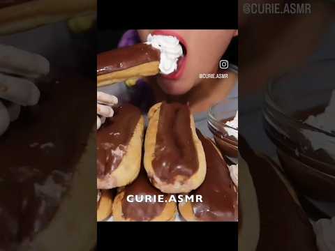 Chocolate filled Eclair BUT not enough filling for me so I added... #asmr #mukbang