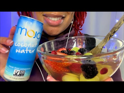 ASMR | Fruit in Coconut Water 💦 🥥 🍇🫐🍓 TikTok Natures Cereal 🥣