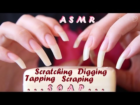 ASMR 🎧 Tapping, Scratching, Scraping, Digging a hard SOAP 🔊 (nail-resistance) many TINGLES