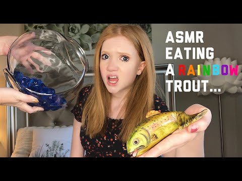ASMR - Eating A Rainbow Trout + Jello Spheres