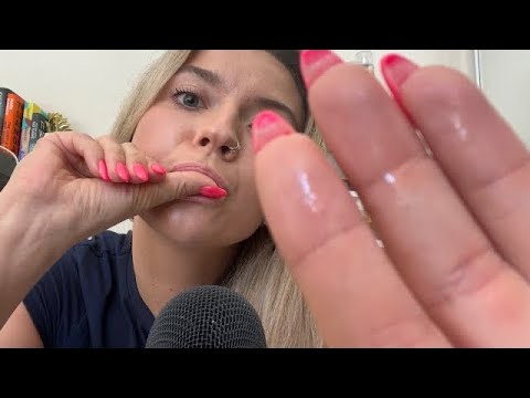 ASMR| Fast Aggressive Wet Mouth Sounds into Slow Mouth Sounds| Long Nail Mic Scratching for Tingles