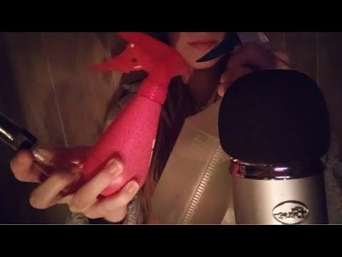 ASMR shaking and spraying with three different spray bottles