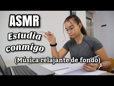 ASMR STUDY WITH ME/ESTUDIA CONMIGO📚 En la biblioteca con música de fondo!🎶/Pomodoro 1 hora-Pandasmr