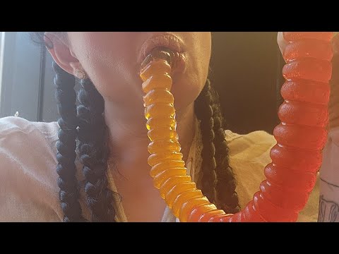 ASMR Giant Gummy Worm Sucking & Slurping Sounds