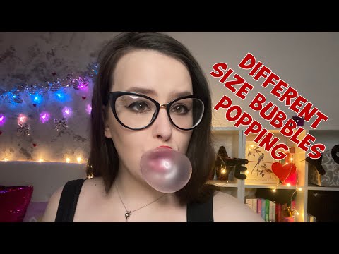 ASMR bubblegum chewing sounds and bubbles popping