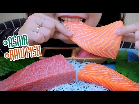 ASMR Fatty Bluefin Tuna(otoro sashimi) and raw salmon,SAVAGE EXTREME EATING SOUNDS | LINH-ASMR