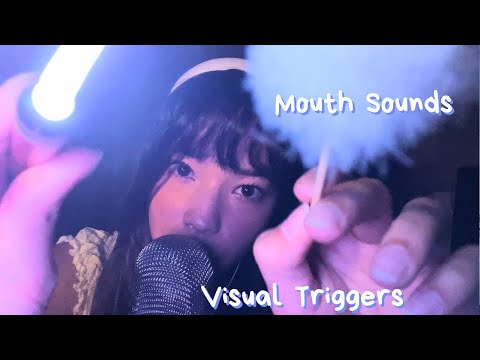 ASMR Face Touching 💜 Mouth Sounds and Hand Movements